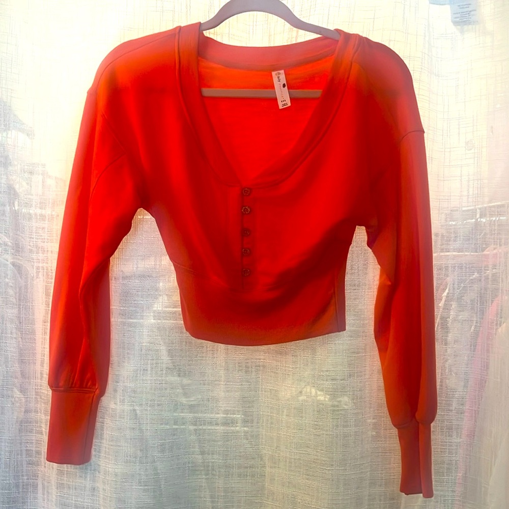 Anthropologie Daily practice crop sweater | Red/Orange XXS